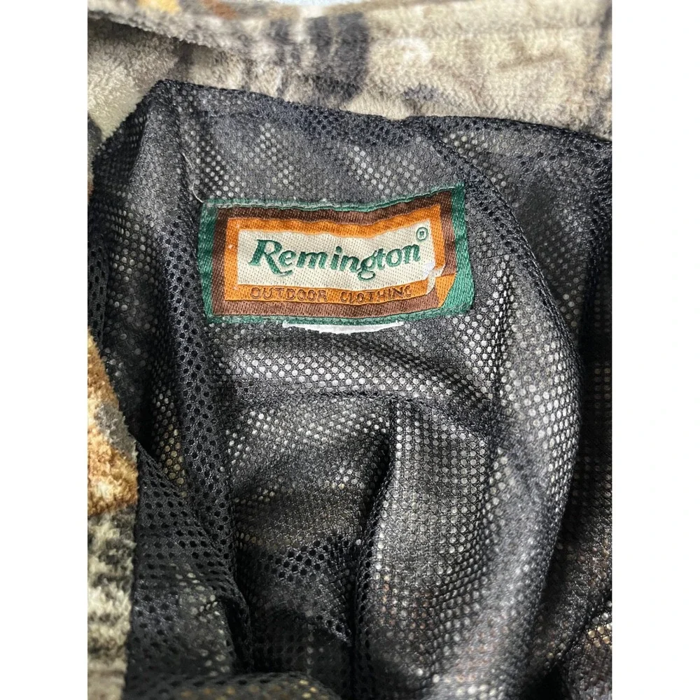 Remington Mens Camo Fleece Jacket Full Zip Mesh Lined Hunting Brown Green XL